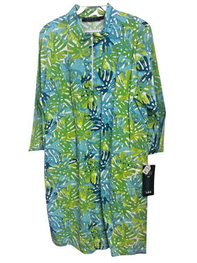 Katherine Way Tropical Leaf Zip Neck Dress XL